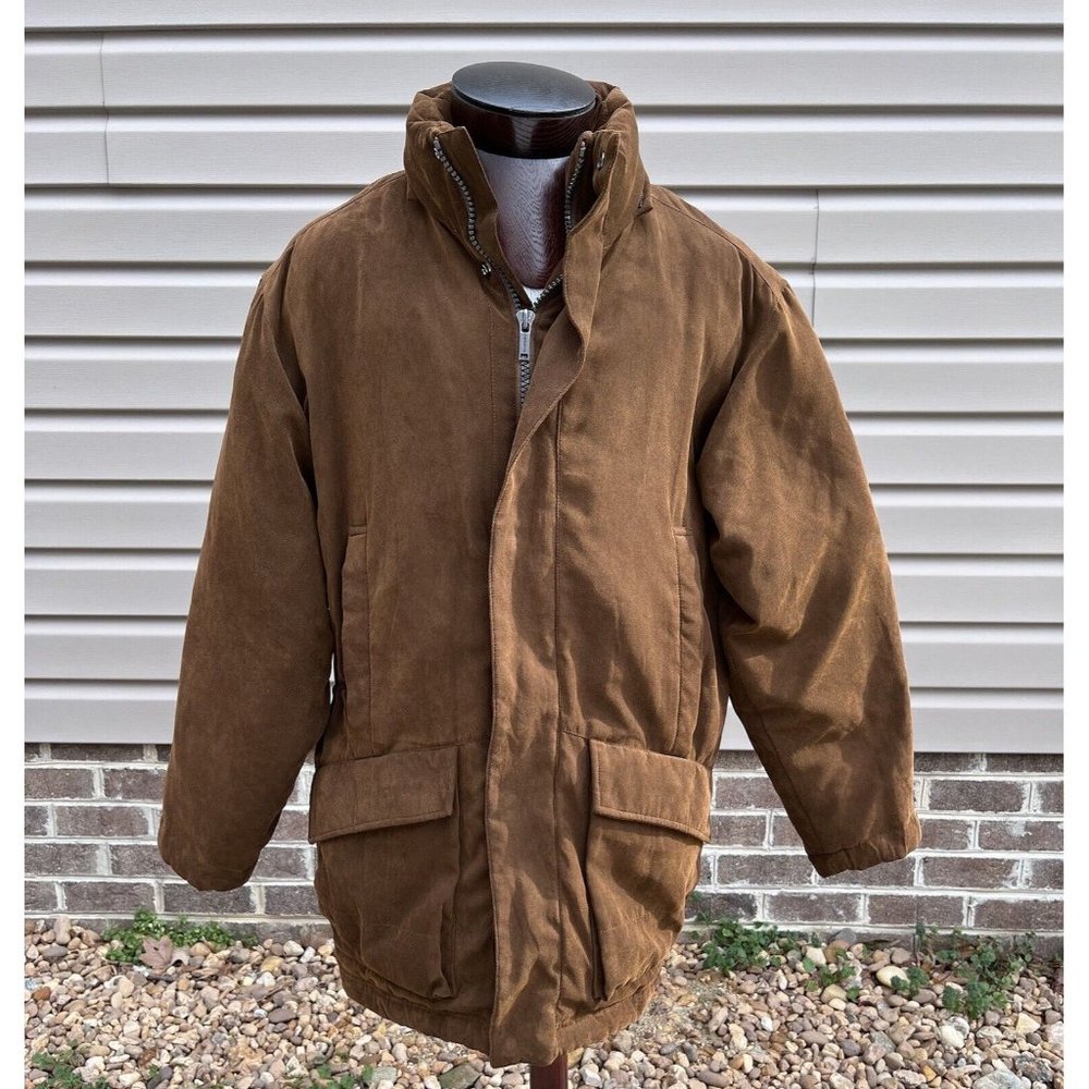 Claiborne Mens Down Fill Blend Corduroy Jacket Size Medium -  Brown Missing Hood